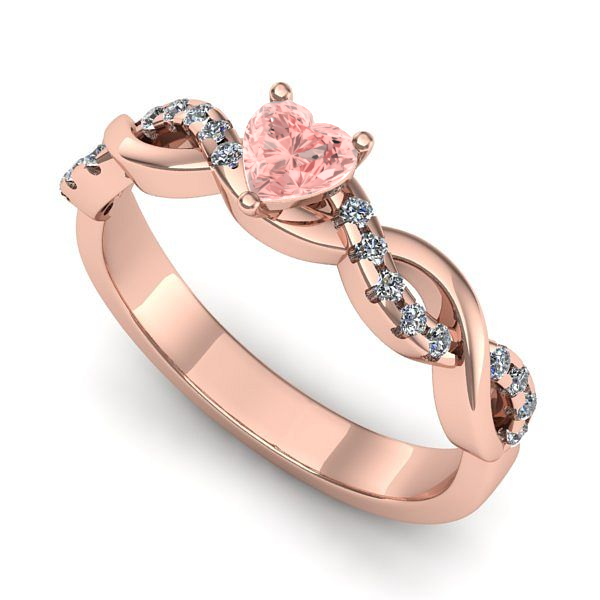 Inel de logodna din aur roz cu diamant de laborator roz