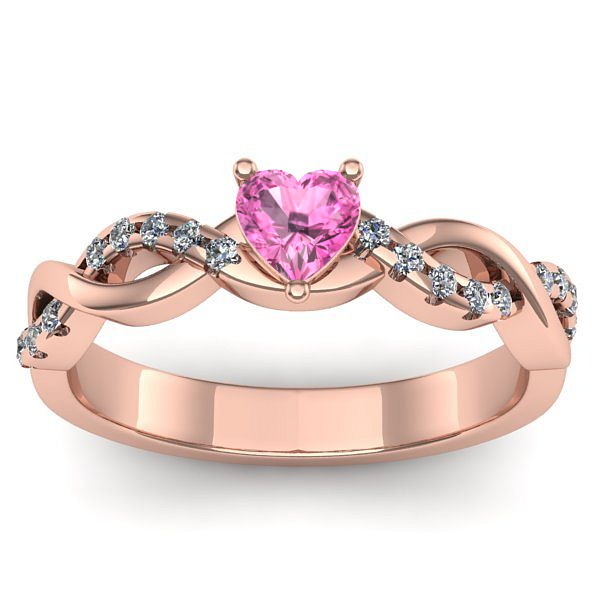 Inel logodna cu safir roz inima