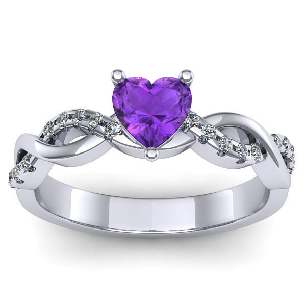 Inel logodna cu ametist inima