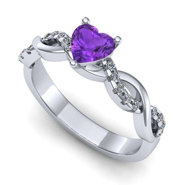 Inel de logodna din aur alb cu ametist