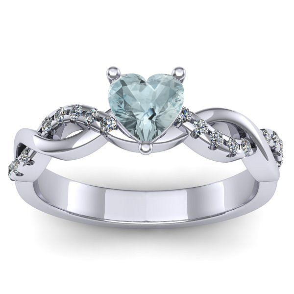 Inel de logodna cu aquamarin inima