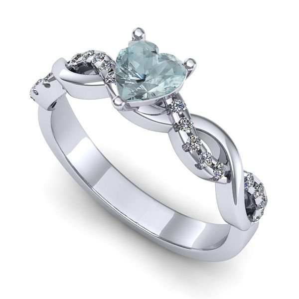 Inel de logodna din aur alb cu aquamarin