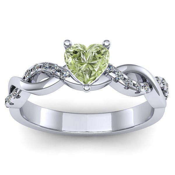 Inel cu diamant de laborator verde inima
