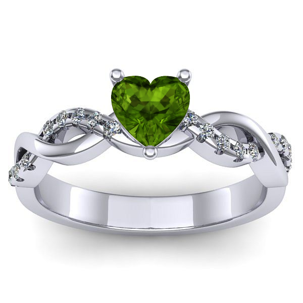 Inel de logodna cu peridot inima