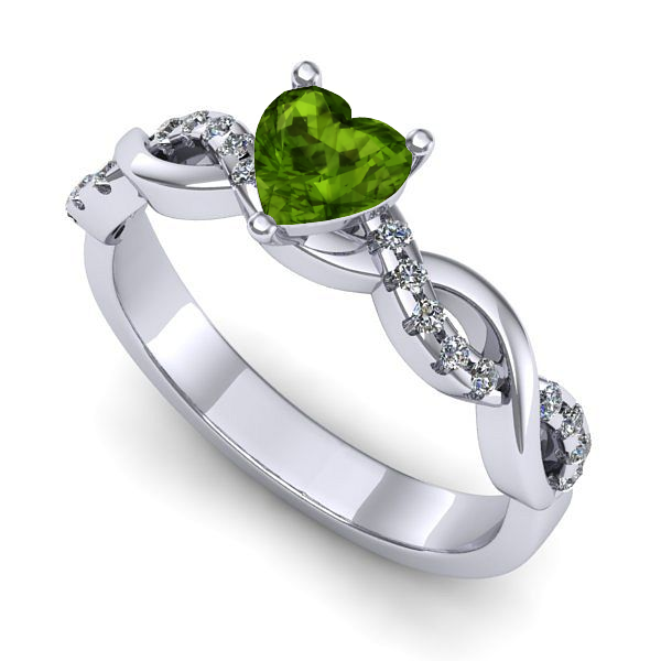 Inel din aur alb cu peridot