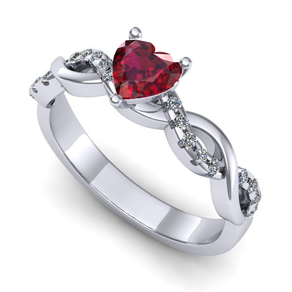 Inel logodna din aur alb cu rubin