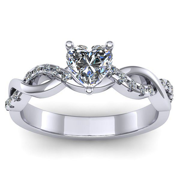 Inel cu safir alb inima