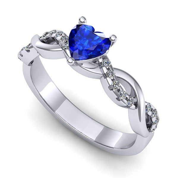 Inel logodna din aur alb cu safir