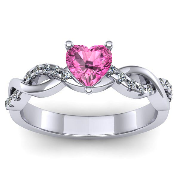 Inel de logodna cu safir roz inima