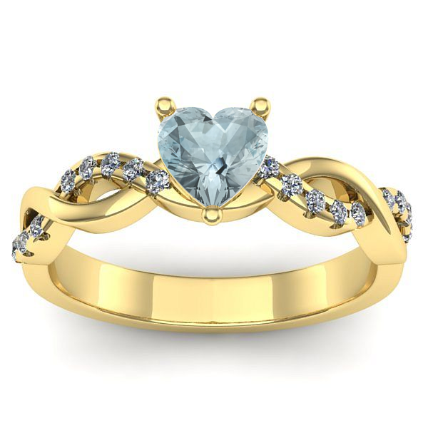 Inel logodna cu aquamarin inima