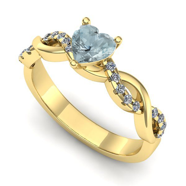 Inel din aur galben cu aquamarin