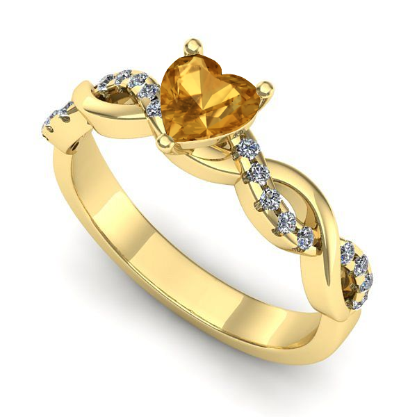 Inel de logodna din aur galben cu citrin