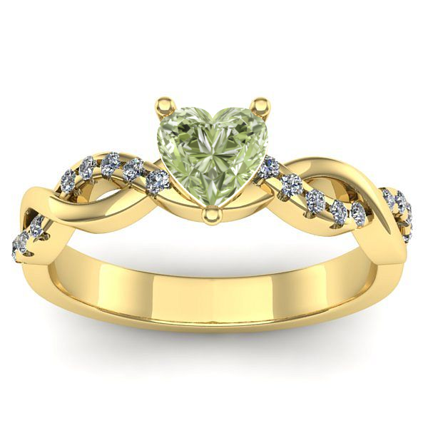 Inel de logodna cu diamant de laborator verde inima