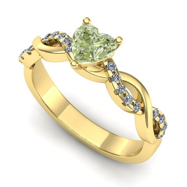 Inel de logodna din aur galben cu diamant de laborator verde