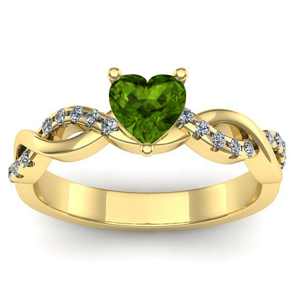 Inel de logodna cu peridot inima