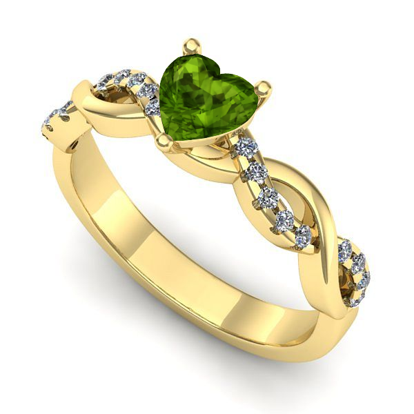 Inel din aur galben cu peridot