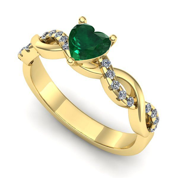 Inel de logodna din aur galben cu smarald