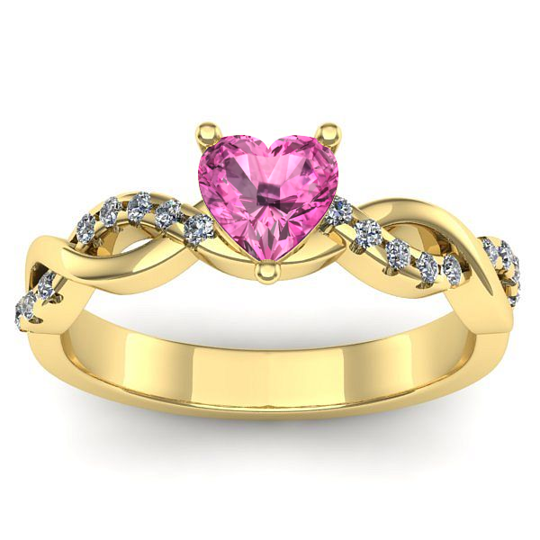 Inel cu safir roz inima