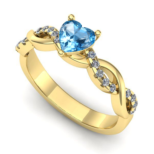 Inel din aur galben cu topaz blue