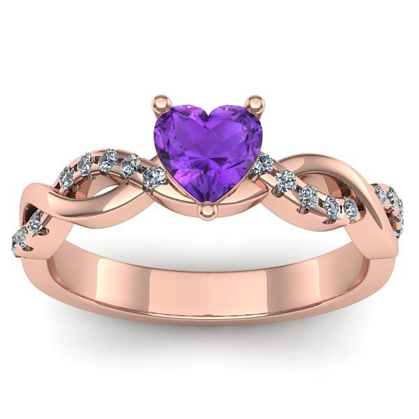 Inel de logodna cu ametist inima