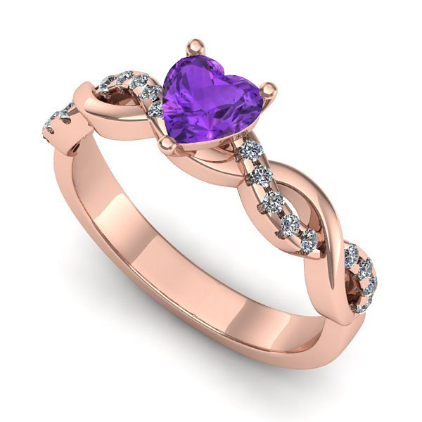 Inel din aur roz cu ametist