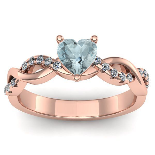 Inel de logodna cu aquamarin inima