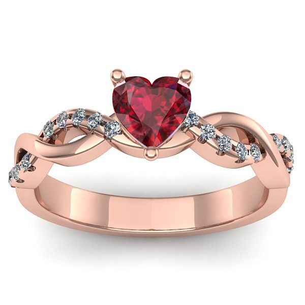 Inel logodna cu rubin inima