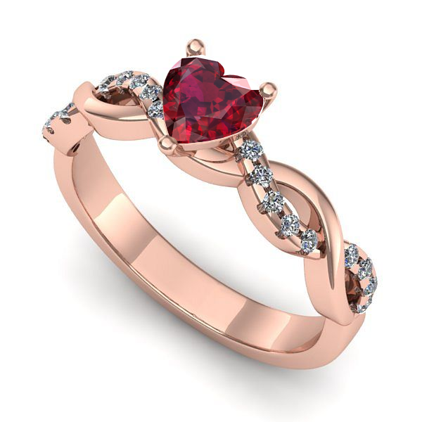 Inel logodna din aur roz cu rubin