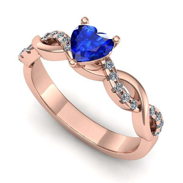 Inel logodna din aur roz cu safir