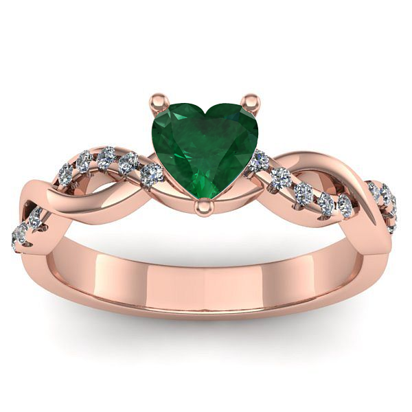 Inel logodna cu smarald inima