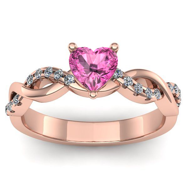 Inel de logodna cu safir roz inima