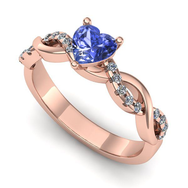Inel logodna din aur roz cu tanzanit