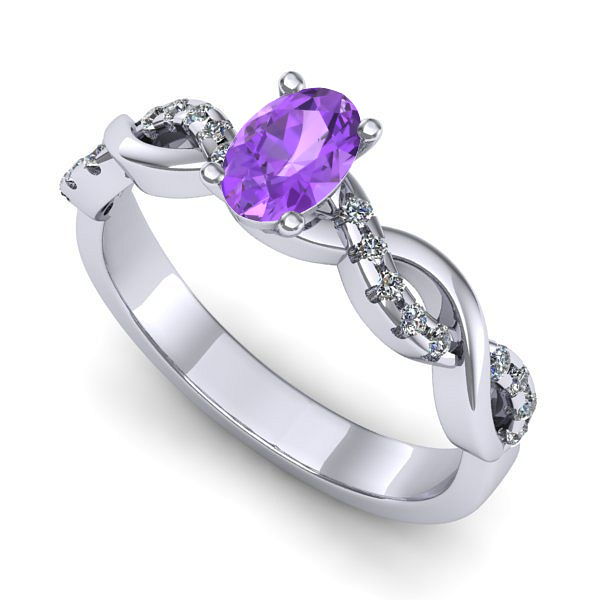 Inel din aur alb cu ametist