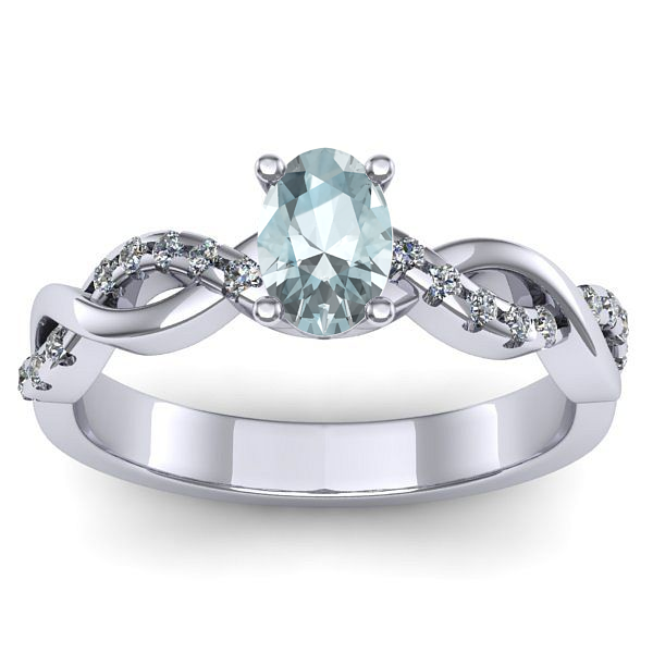 Inel logodna cu aquamarin oval