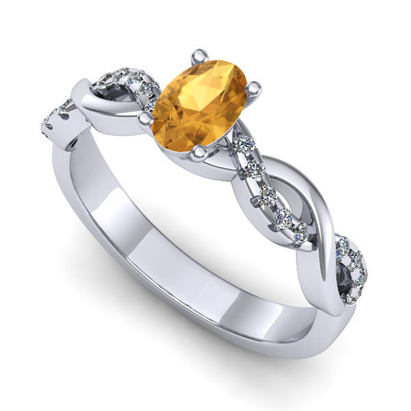 Inel de logodna din aur alb cu citrin