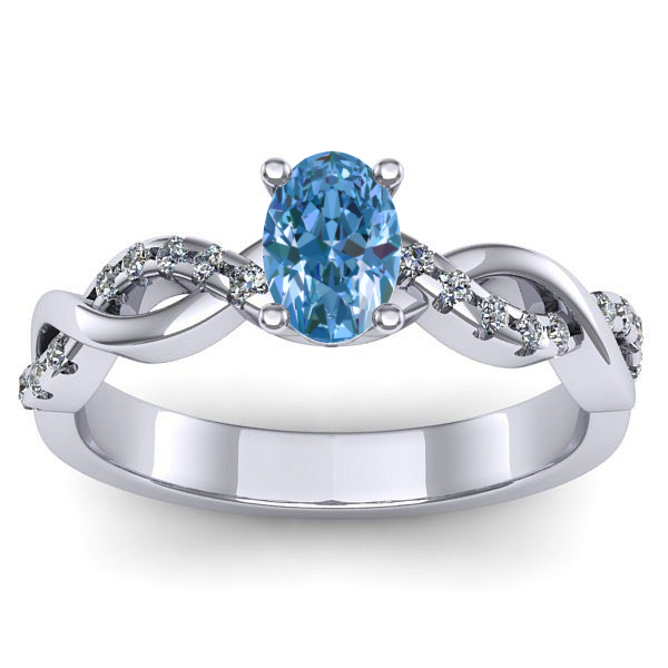 Inel logodna cu diamant de laborator albastru oval