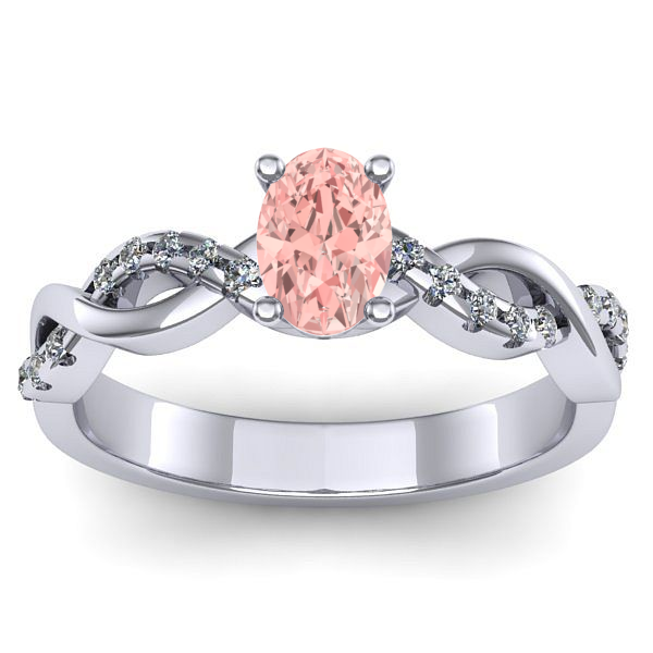Inel logodna cu diamant de laborator roz oval