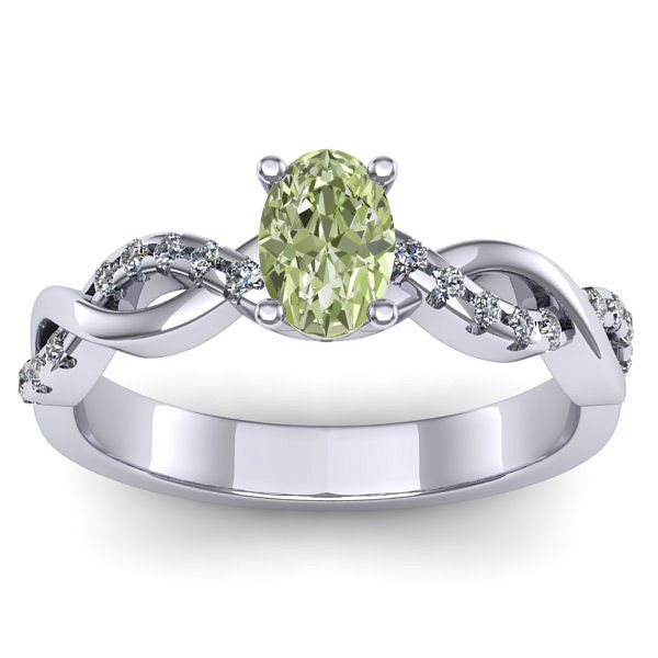 Inel logodna cu diamant de laborator verde oval