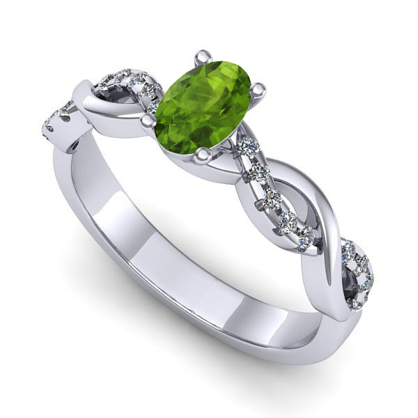 Inel din aur alb cu peridot