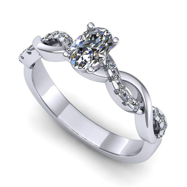 Inel logodna din aur alb cu safir alb