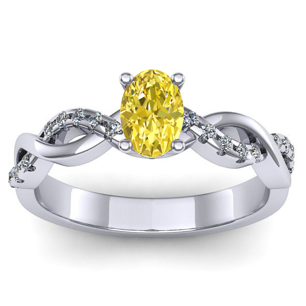 Inel logodna cu safir galben oval