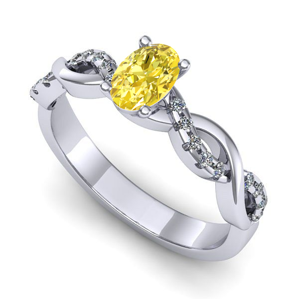 Inel logodna din aur alb cu safir galben