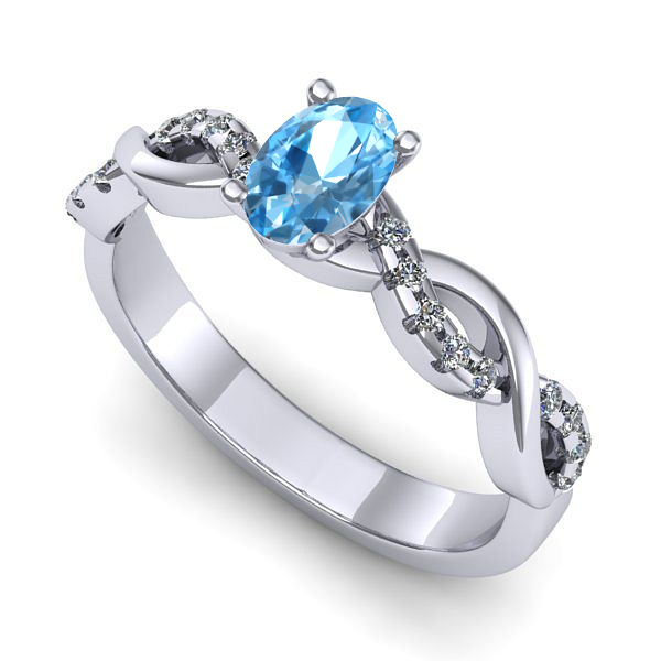 Inel din aur alb cu topaz blue