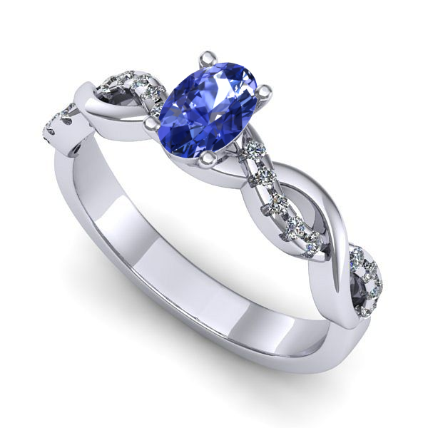 Inel din aur alb cu tanzanit