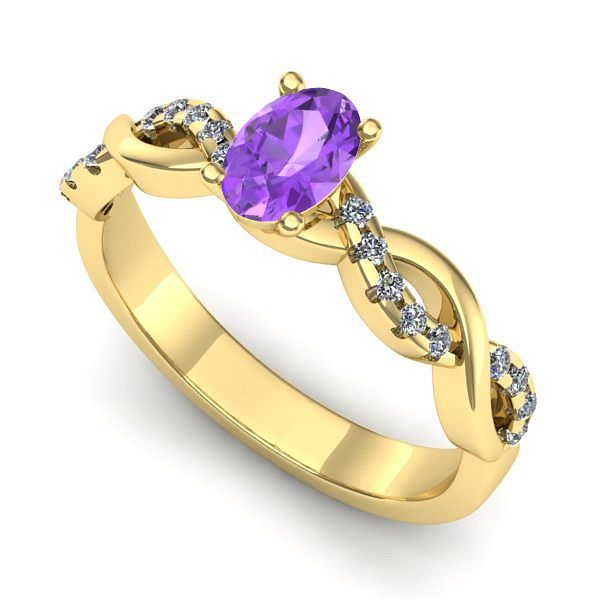 Inel din aur galben cu ametist