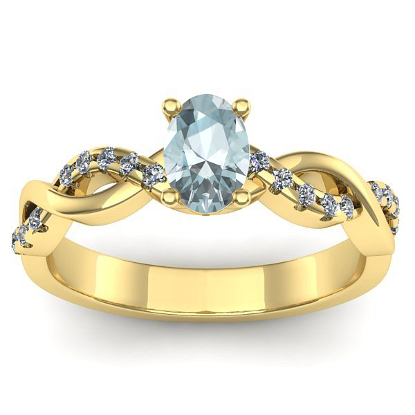 Inel de logodna cu aquamarin oval