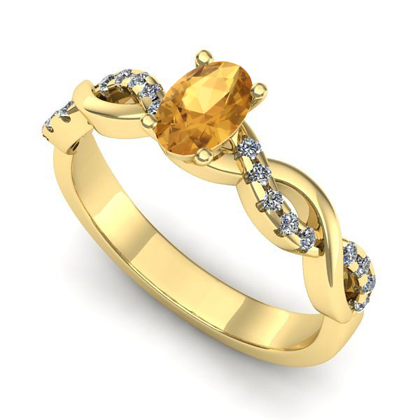 Inel de logodna din aur galben cu citrin