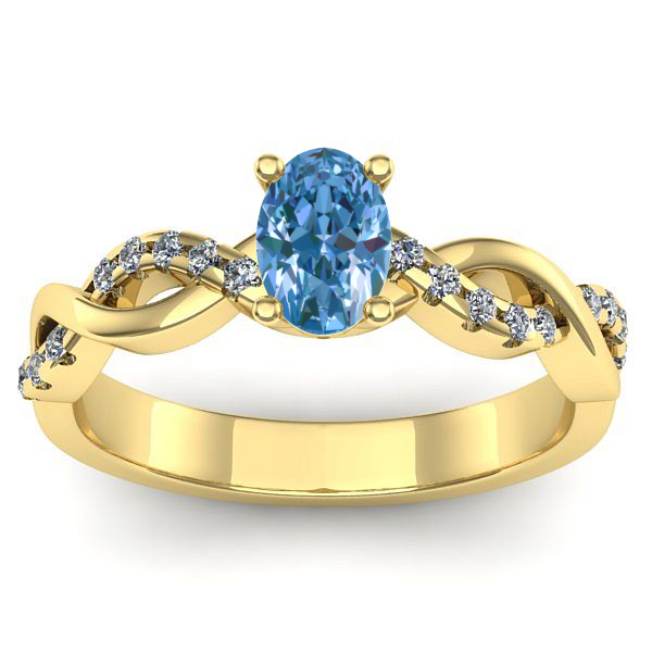 Inel cu diamant de laborator albastru oval