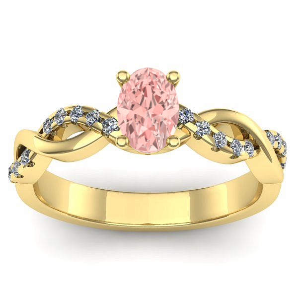 Inel cu diamant de laborator roz oval