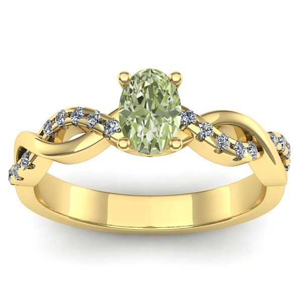 Inel logodna cu diamant de laborator verde oval